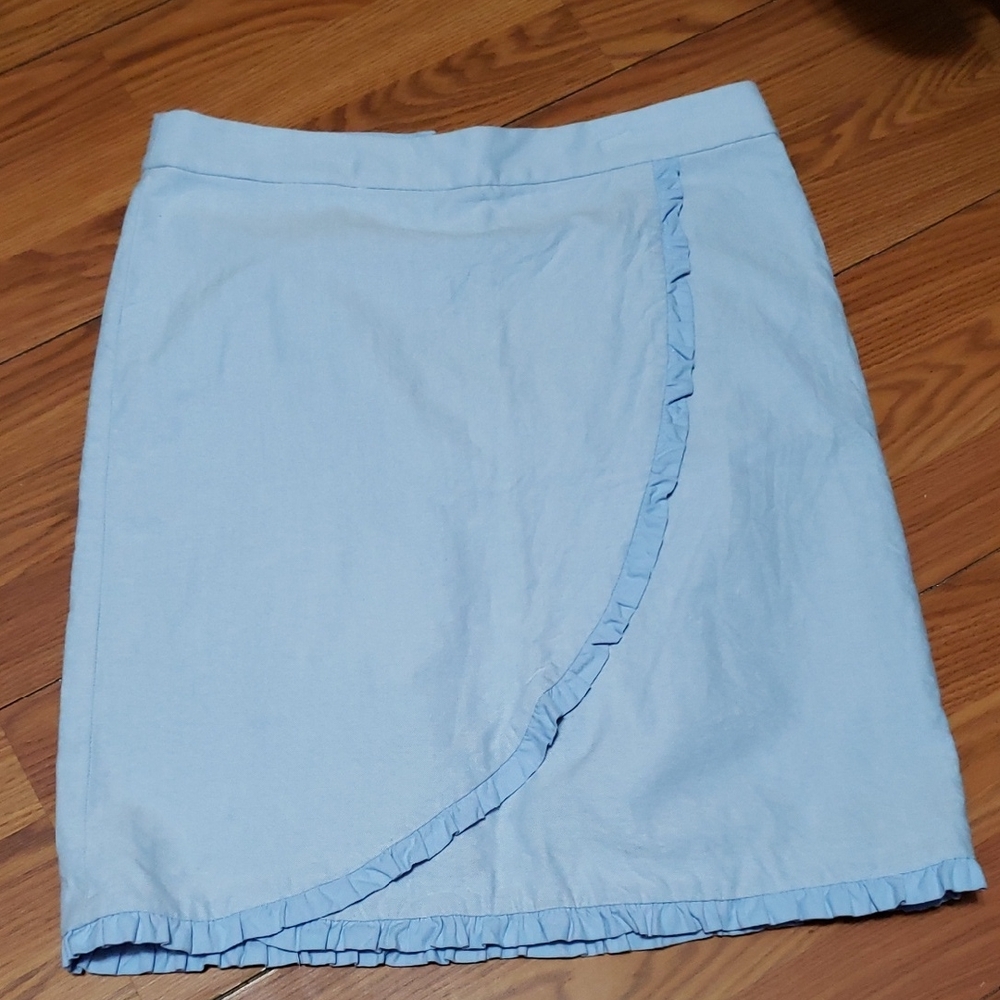 J. Crew Factory Faux Wrap Light Blue Ruffle Skirt